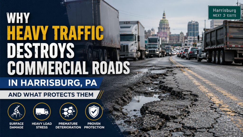 Why Heavy Traffic Destroys Commercial Roads in Harrisburg, PA and What Protects Them